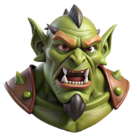 elegant rustic A detailed portrait of a fierce orc warrior's head, 4K png