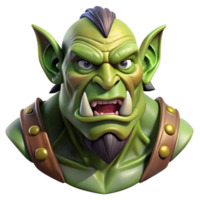 extraordinary minimalist A detailed portrait of a fierce orc warrior's head, 4K png