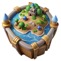 extraordinary creative A single, highly detailed illustration of an ancient map showing a fantasy world, original png