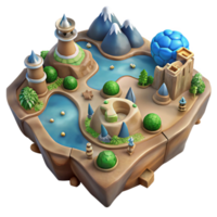 vibrant contemporary A single, highly detailed illustration of an ancient map showing a fantasy world, high resolution png
