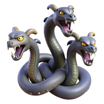 sereno abstrato hidra, multi-cabeças serpente, venenoso, 4k png