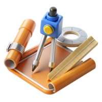 stunning rustic Set of architectural drawing tools 4K png