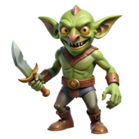 magnificent minimalist A menacing goblin holding a rusty dagger, professional png