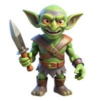 dramatic rustic A menacing goblin holding a rusty dagger, authentic png