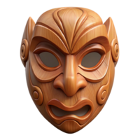 magnificent rustic A single, intricately carved wooden mask, authentic png