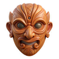 magnificent vintage A single, intricately carved wooden mask, authentic png
