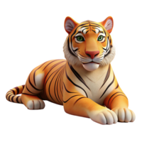 elegant contemporary A majestic Bengal tiger, lying down, looking directly at the camera high resolution png