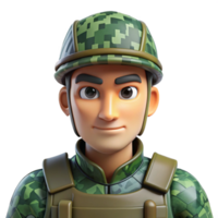 serene artistic Military soldier in camouflage, premium png