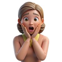 impressive vintage Surprised woman with hands on her cheeks original png