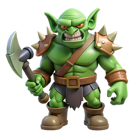 beautiful artistic A menacing orc warrior, battle-axe raised, snarling expression, high resolution png