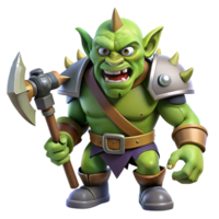 beautiful traditional A menacing orc warrior, battle-axe raised, snarling expression, authentic png