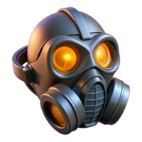 impressive abstract Cyberpunk gas mask with glowing filters professional png