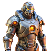 extraordinary vintage Advanced power armor suit with glowing accents 4K png
