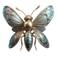 vibrant rustic Bioengineered insect with metallic wings high quality png