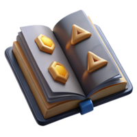 magnificent rustic A detailed, open book, displaying ancient runes 4K png