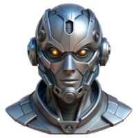 elegant abstract Cyberpunk robot head, intricate details, metallic finish exclusive png