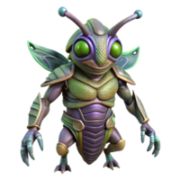 elegant contemporary Alien insect creature, chitinous armor, multiple eyes high quality png