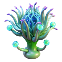 serene rustic Alien plant, bioluminescent, intricate tendrils high quality png