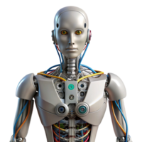 elegant abstract Robot torso, exposed wires and circuits high quality png