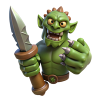 dramatic rustic A grotesque orc hand holding a rusty dagger, 4K png