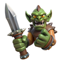 vibrant modern A grotesque orc hand holding a rusty dagger, high resolution png