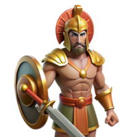 vibrant abstract Ares, God of War, holding sword, authentic png