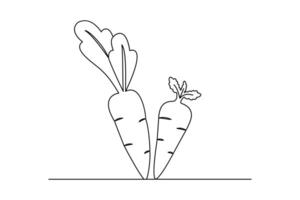 Carrot single-line art creates charm through artistic restraint vector