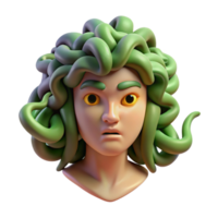 impressive abstract Medusa's Head, severed head with snakes, detailed png
