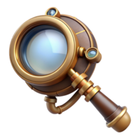 magnificent modern Steampunk monocle with a brass frame and a magnifying glass high quality png