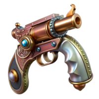 serene minimalist Steampunk pistol with ornate engravings and a pearl handle exclusive png