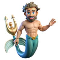 beautiful minimalist Triton, merman, son of Poseidon premium png