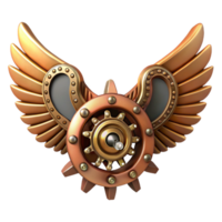 vibrant rustic Steampunk wings crafted from gears, clockwork, and leather high resolution png