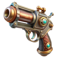 wonderful rustic Steampunk pistol with intricate engravings and a pearl handle original png