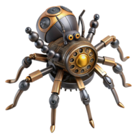 serene abstract Steampunk clockwork spider with intricate gears and articulated legs authentic png