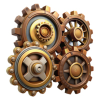wonderful vintage Steampunk gear set with various sizes and intricate designs genuine png