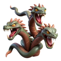 wonderful rustic A fierce hydra, multiple heads hissing authentic png