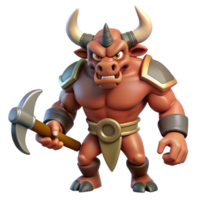 extraordinary rustic A powerful minotaur, wielding a double-headed axe original png