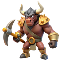 magnificent contemporary A powerful minotaur, wielding a double-headed axe high quality png