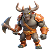 stunning abstract A powerful minotaur, wielding a double-headed axe genuine png