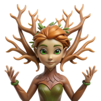 impressive vintage A beautiful dryad, entwined with tree branches high resolution png