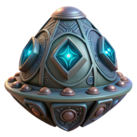 serene classic Alien artifact with intricate carvings and glowing runes premium png