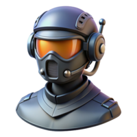 serene abstract Futuristic soldier helmet with visor and integrated communication system high resolution png