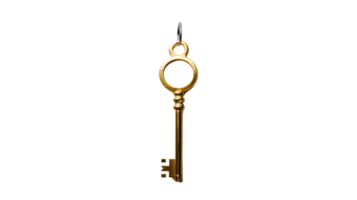 Golden Key with Elegant Design on Black Background Perfect for Security Access and Symbolic png