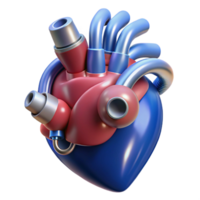 elegant minimalist Biomechanical heart with pulsating tubes professional png