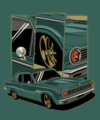 Dark Green Classic Muscle Car Design