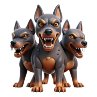 stunning minimalist Cerberus, three-headed dog, guarding the underworld, original png
