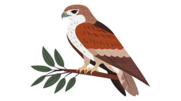 A majestic bird of prey perched on a branch showcasing vibrant plumage and sharp features for png
