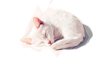 A serene white cat curled up in a peaceful slumber ideal for themes of relaxation comfort an png