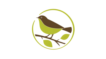 A vibrant bird perched on a branch within a circular frame ideal for nature and design project png