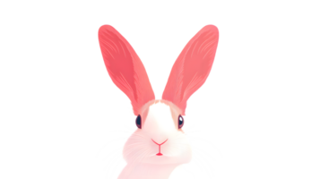 Adorable PinkEared Rabbit with Expressive Eyes on a Black Background png
